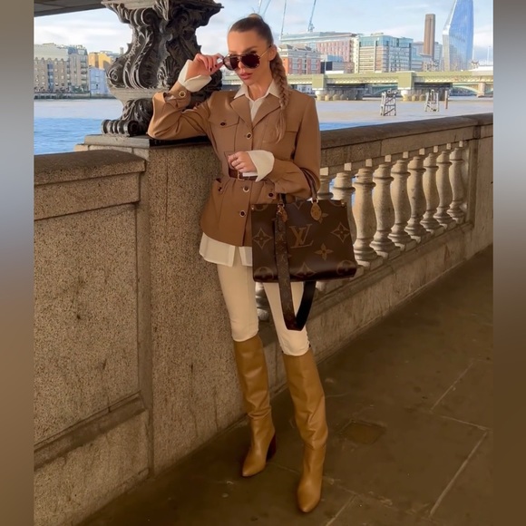 Zara Brown Heeled Knee High Leather Boots - Picture 3 of 17